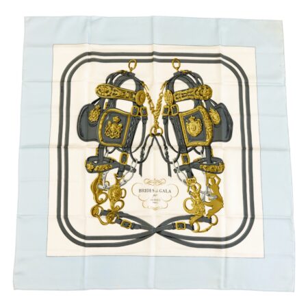Hermes Silk Scarf Carre 45 "BRIDES de GALA" Blue Silk Scarf