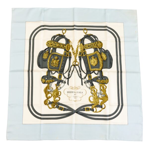 Hermes Silk Scarf Carre 45 "BRIDES de GALA" Blue Silk Scarf