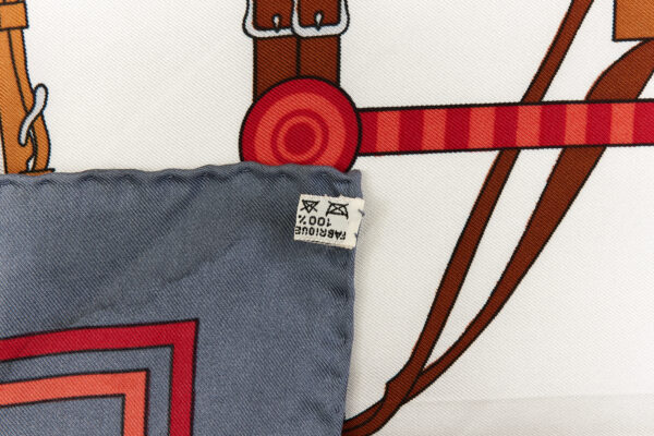 Hermes Silk Scarf Carre 90 "BRIDE ET FRONTAUX" Blue Silk Scarf - Image 8