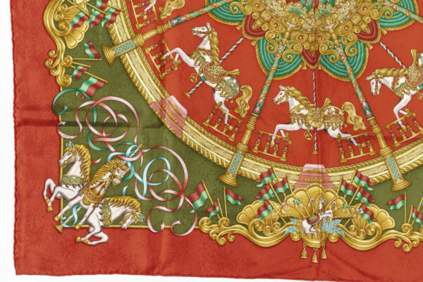 Hermes Scarf 90 "LUNA PARK" Red 100% Silk Scarf 35" - Image 5