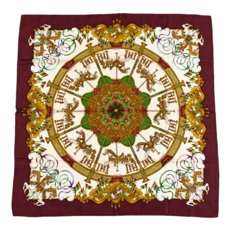 Hermes Silk Scarf Carre 90 "LUNA PARK" Red Silk Scarf