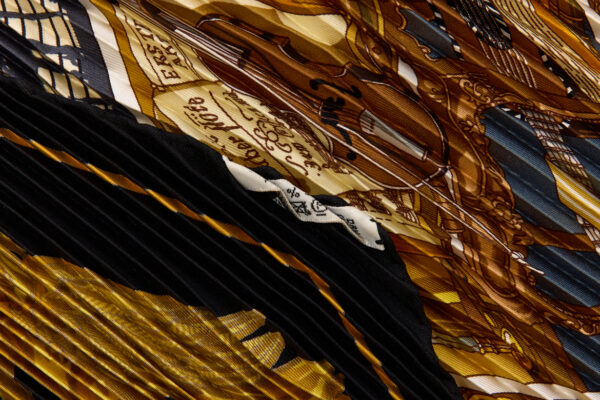 Hermes Silk Scarf Carre 90 "Salzburg" Black Silk Pleats Scarf - Image 8
