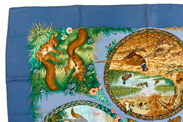 Hermes Silk Scarf Carre 90 "Les Quatre Saisons" Blue Silk Scarf - Image 2
