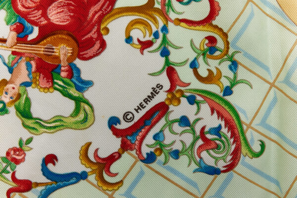 Hermes Silk Scarf Carre 90 "Wolfgang Amadeus Mozart" Red Silk Scarf - Image 7