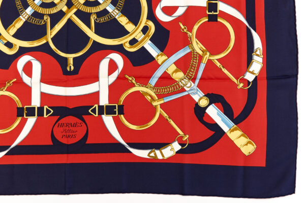 Hermes Silk Scarf Carre 90 "Eperon d’Or" Blue Silk Scarf - Image 6