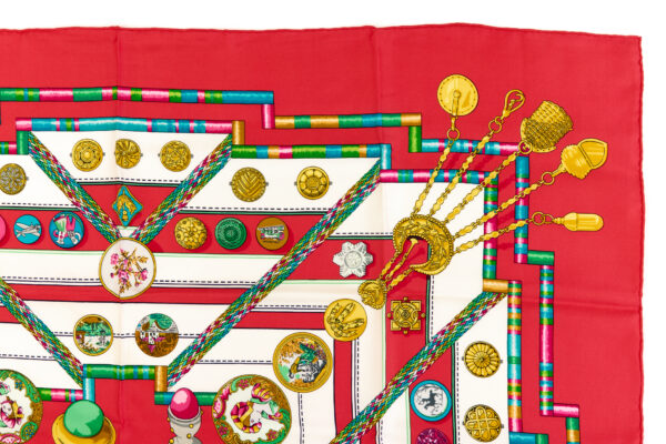 Hermes Silk Scarf Carre 90 "Petite Main" Red Silk Scarf - Image 3