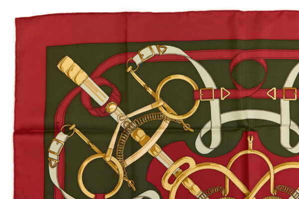 Hermes Silk Scarf Carre 90 "Eperon d’Or" Red Silk Scarf - Image 2