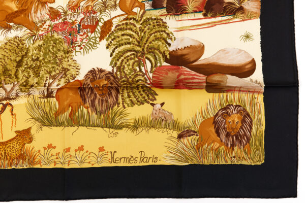 Hermes Silk Scarf Carre 90 "Nuba Mountain" Black Silk Scarf - Image 6