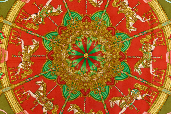 Hermes Silk Scarf Carre 90 "LUNA PARK" Red Silk Scarf - Image 4