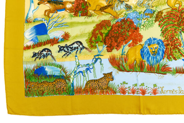 Hermes Silk Scarf Carre 90 "Nuba Mountain" Yellow Silk Scarf - Image 5