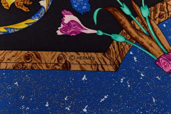 Hermes Silk Scarf Carre 90 "Pierres d'Orient et d'Occident" Blue Silk Scarf - Image 7