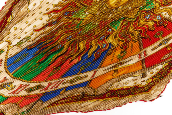 Hermes Silk Scarf Carre 90 "CARPE DIEM" Beige Silk Pleats Scarf - Image 6