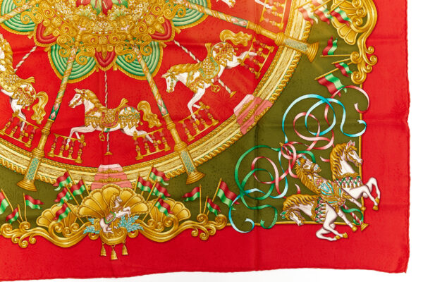 Hermes Scarf Carre 90 "LUNA PARK" Red Silk Scarf - Image 6