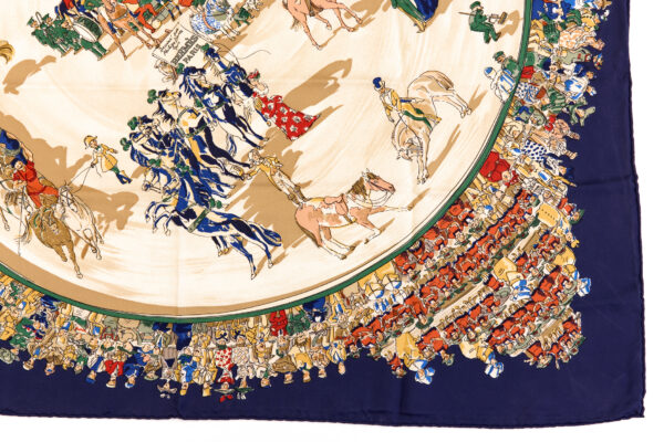 Hermes Silk Scarf Carre 90 "CIRQUE MOLIER" Blue Silk Scarf - Image 6