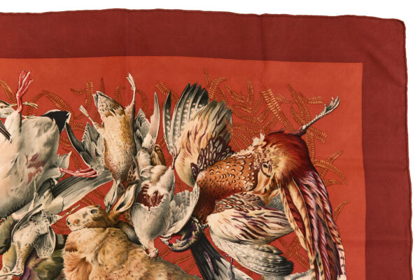 Hermes Silk Scarf Carre 90 "Gibiers" Red Silk Scarf - Image 3