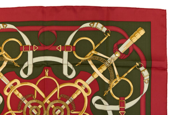 Hermes Silk Scarf Carre 90 "Eperon d’Or" Red Silk Scarf - Image 3