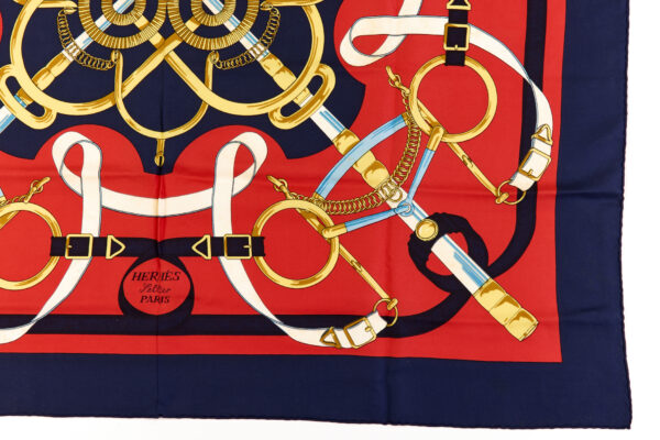 Hermes Silk Scarf Carre 90 "Eperon d’Or" Blue Silk Scarf - Image 6