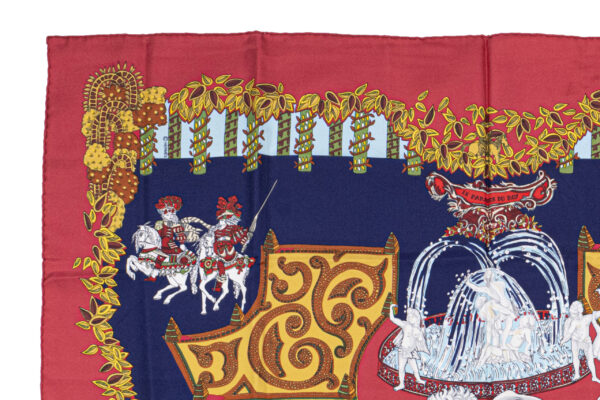 Hermes Scarf 90 "LE PARADIS DU ROY" Red 100% Silk Scarf 35" - Image 2