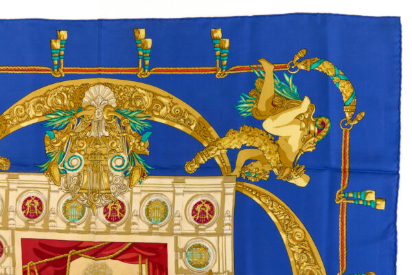 Hermes Silk Scarf Carre 90 "HOMMAGE A CHARLES GARNIER" Blue Silk Scarf - Image 3