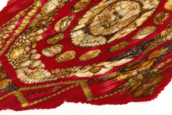 Hermes Silk Scarf Carre 90 "Rocaille" Red Silk Pleats Scarf with Box - Image 6