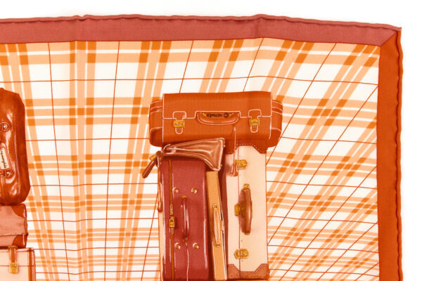 Hermes Silk Scarf Carre 45 "H EN VOYAGE" Orange Silk Scarf - Image 3