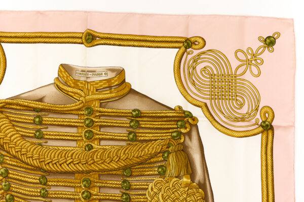 Hermes Silk Scarf Carre 90 "Brandebourgs" Pink Silk Scarf - Image 3
