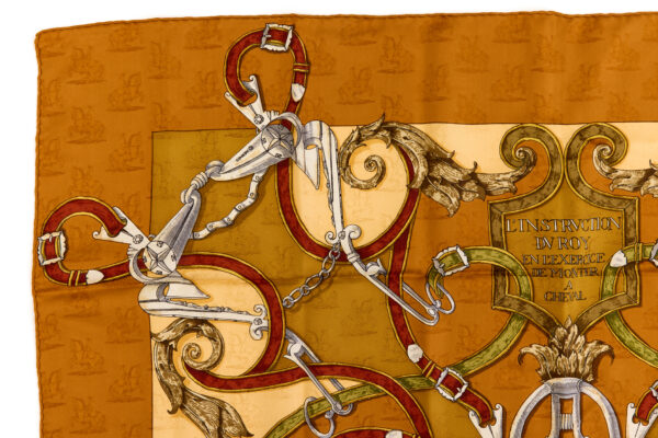 Hermes Silk Scarf Carre 90 "L'INSTRUCTION DU ROY" Brown Silk Scarf - Image 2