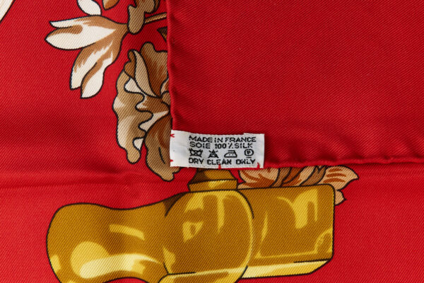 Hermes Silk Scarf Carre 90 "Copeaux" Red Silk Scarf - Image 8