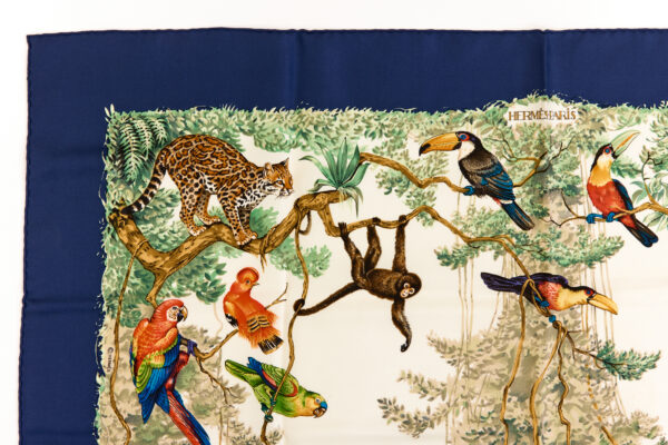 Hermes Silk Scarf Carre 90 "Equateur" Blue Silk Scarf - Image 2