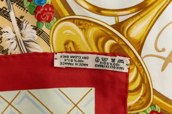 Hermes Silk Scarf Carre 90 "Wolfgang Amadeus Mozart" Red Silk Scarf - Image 8