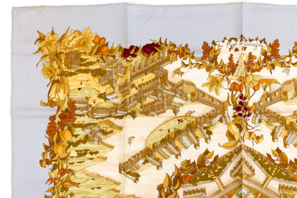 Hermes Silk Scarf Carre 90 "AU PAYS DE COCAGNE" Blue Silk Scarf - Image 2