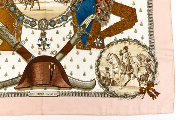 Hermes Silk Scarf Carre 90 "NAPOLEON" Pink Silk Scarf - Image 6