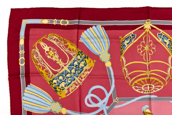 Hermes Silk Scarf Carre 90 "LES MUSEROLLES" Red Silk Scarf - Image 2