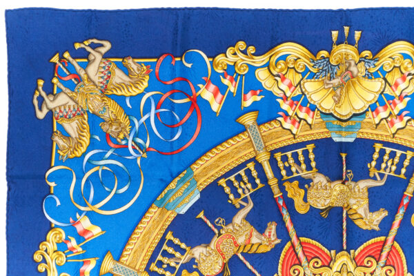 Hermes Scarf 90 "Luna Park" Blue 100% Silk Scarf 35" - Image 2