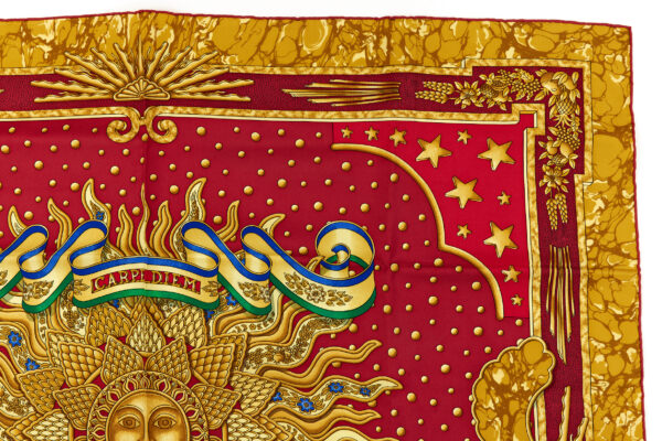 Hermes Silk Scarf Carre 90 "CARPE DIEM" Yellow Silk Scarf - Image 3