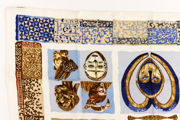 Hermes Silk Scarf Carre 45 "PERSONA" White Silk Scarf - Image 2