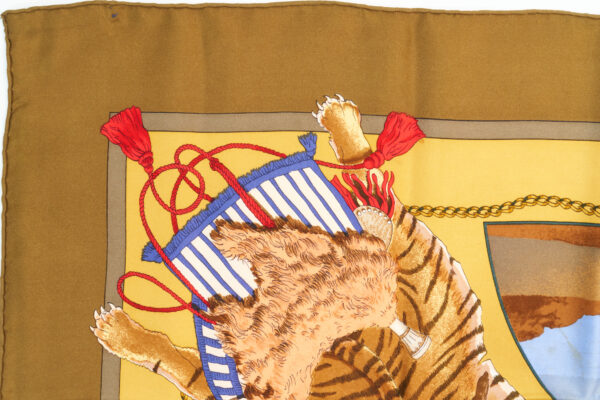 Hermes Scarf 90 "Chasses Exotiques" Brown 100% Silk Scarf 35" - Image 2