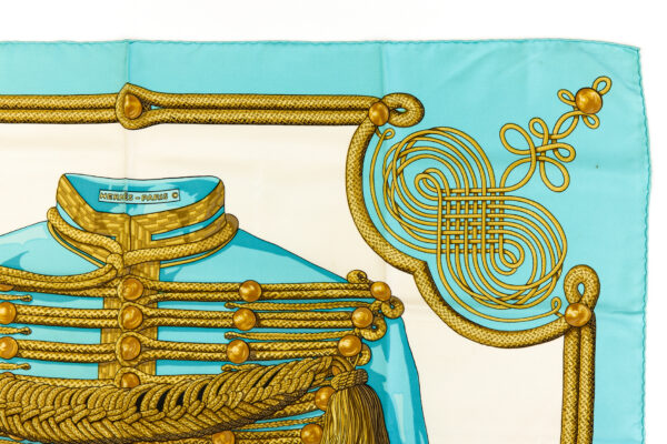 Hermes Silk Scarf Carre 90 "Brandebourgs" Blue Silk Scarf - Image 3