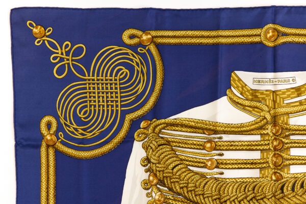 Hermes Silk Scarf Carre 90 "Brandebourgs" Blue Silk Scarf - Image 2
