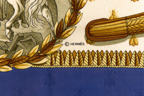 Hermes Silk Scarf Carre 90 "NAPOLEON" Blue Silk Scarf (B-) - Image 7
