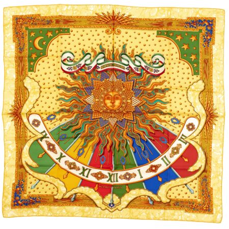 Hermes Silk Scarf Carre 90 "CARPE DIEM" Yellow Silk Scarf