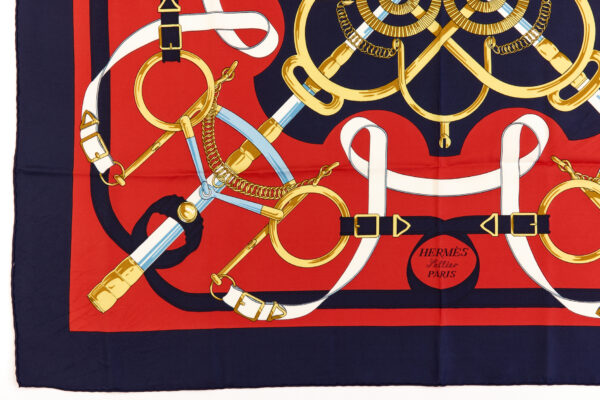 Hermes Silk Scarf Carre 90 "Eperon d’Or" Blue Silk Scarf - Image 5
