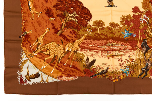 Hermes Silk Scarf Carre 90 "Africa" Orange Silk Scarf - Image 5
