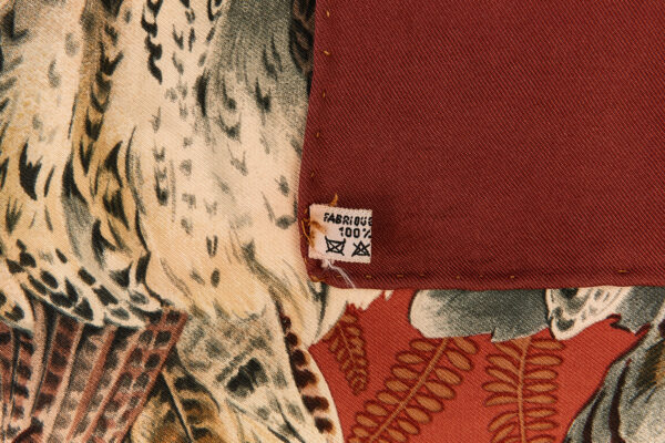 Hermes Silk Scarf Carre 90 "Gibiers" Red Silk Scarf - Image 8
