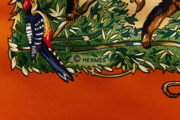 Hermes Silk Scarf Carre 90 "SICHUAN" Orange Silk Scarf - Image 7