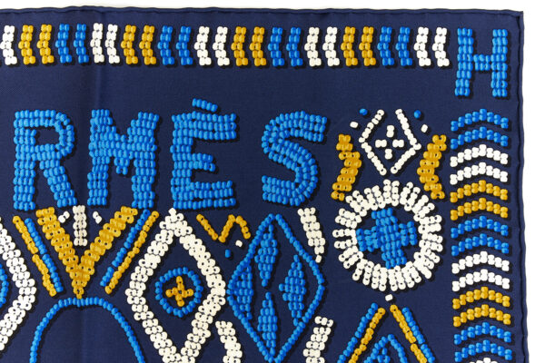 Hermes Carre 45 Scarf "KELLY EN PERLES" Blue Silk Scarf - Image 3