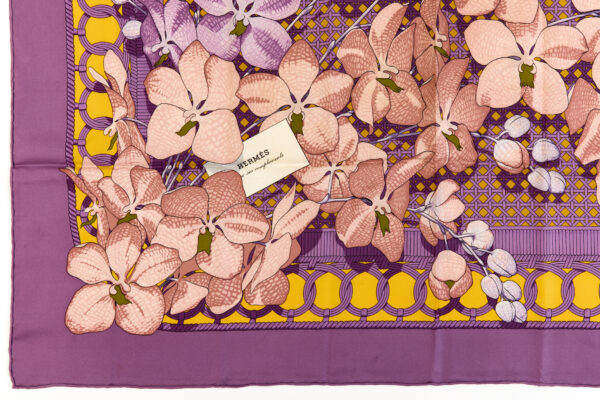 Hermes Silk Scarf Carre 90 "Souvenirs d'Asie" Purple Silk Scarf - Image 5