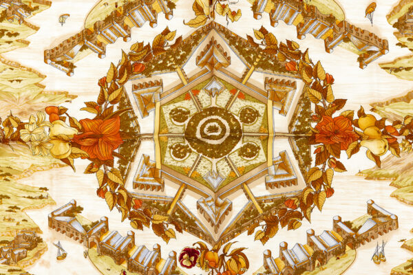 Hermes Silk Scarf Carre 90 "AU PAYS DE COCAGNE" Blue Silk Scarf - Image 4