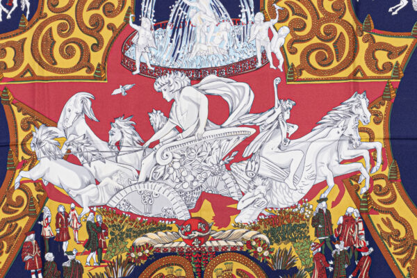 Hermes Scarf 90 "LE PARADIS DU ROY" Red 100% Silk Scarf 35" - Image 4