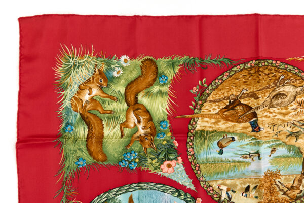 Hermes Silk Scarf Carre 90 "Les Quatre Saisons" Red Silk Scarf - Image 2